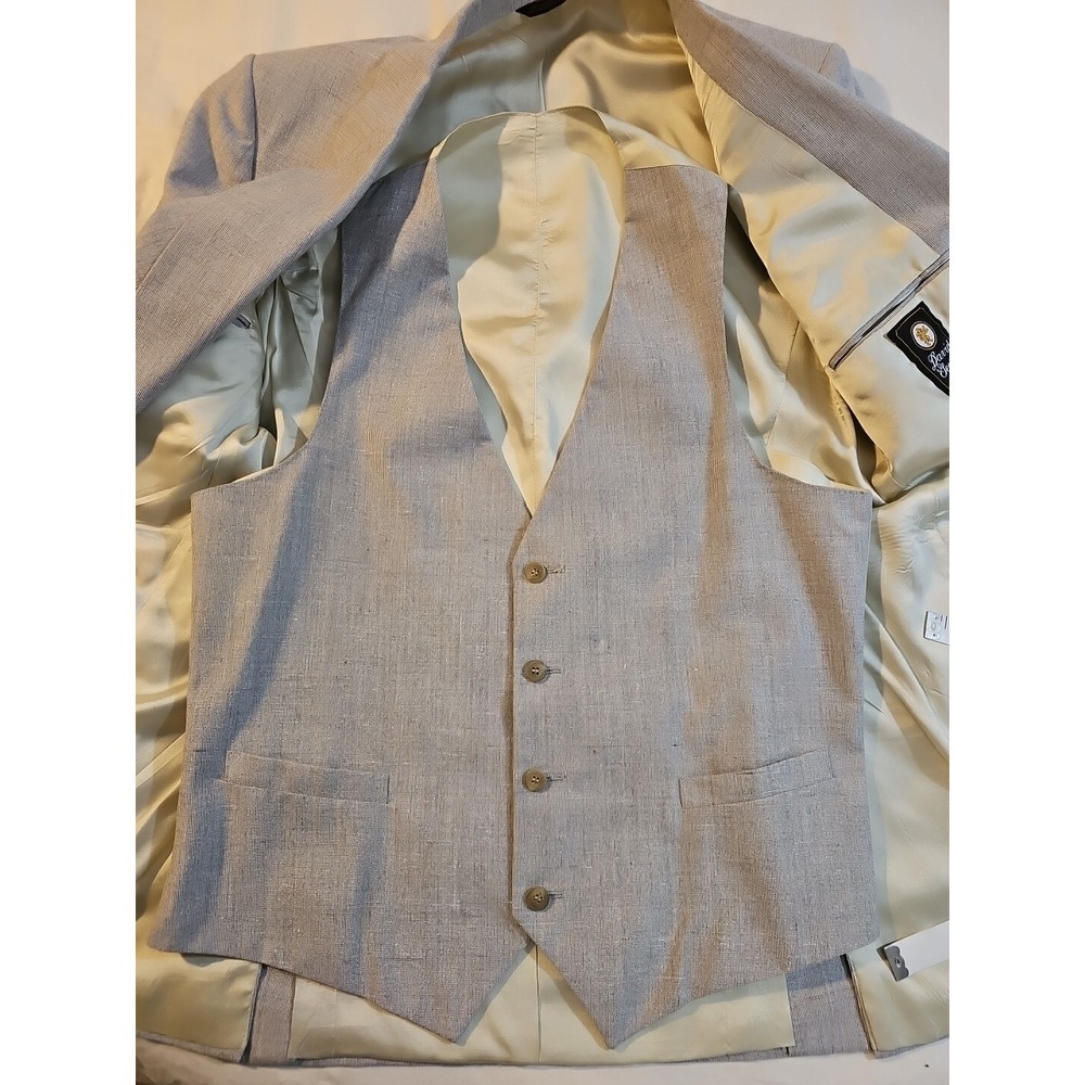 Vintage Elder-Beerman David George Suit Jacket & Vest Light Gray 40 L - Picture 2 of 12
